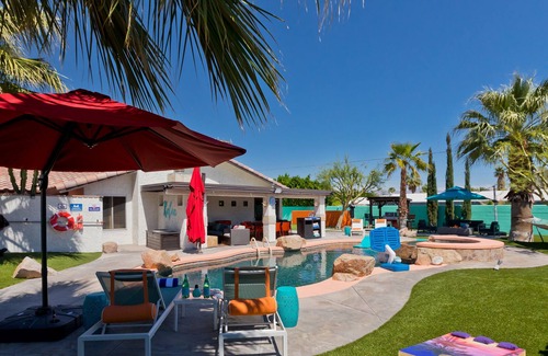 Racquet Club South House | Coachella casa with pool, putting green, & outdoor fireplace - dog-friendly