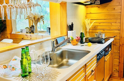 Sano Cabin | Fully equipped with wood stove, large projector, hammock, board games, toys, and other amenities for a comfortable stay! Modern log house, 17 minutes from Ashikaga Flower Park!