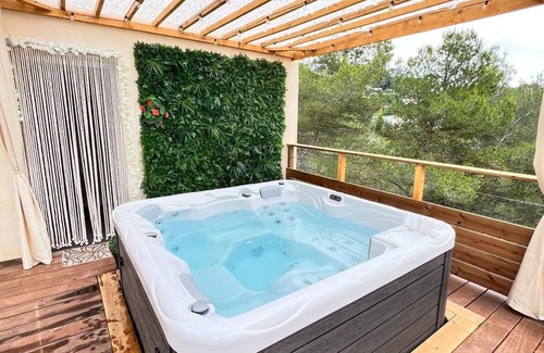 Cantaron Cabin | LOVE ROOM Lodge tent with private Jacuzzi at C&C for ADULTS only
