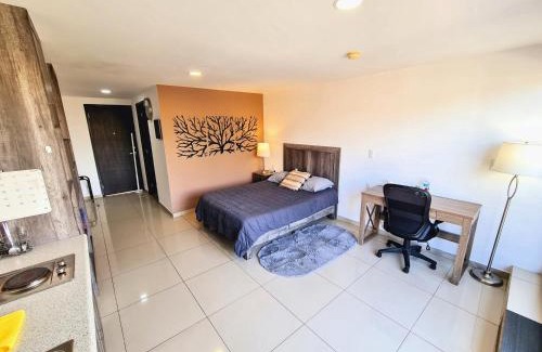 Ciudad Lopez Mateos Apartment | S05 SUITE DOBLE CAMA MATRIMONIAL Premium Frente al TEC CEM con Cocineta WiFi Balcón Parking Terraza