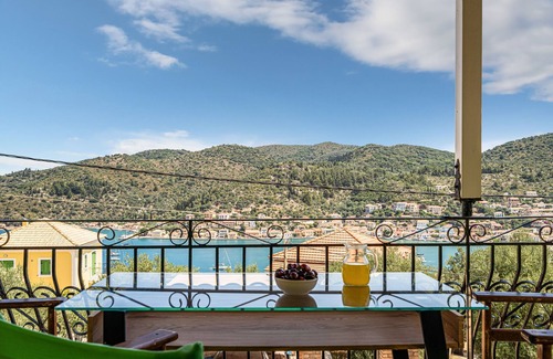 Vathy Apartment | Studio 'Veronis 1' with Sea View, Shared Pool & Wi-Fi