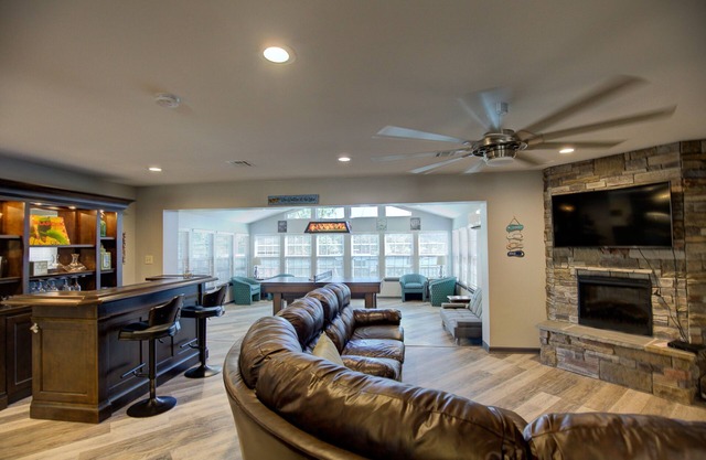 Waterfront Home with private boat ramp and boat dock.