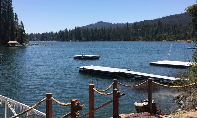 Bass Lake Cabin | A private dock, secluded cove, large deck, lots of parking, amazing lake view.
