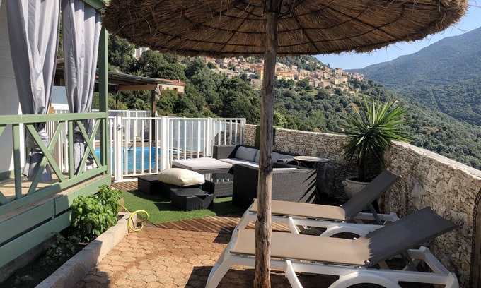 Olmeto Ski Chalet | Chalet Vanessa gititel on private property 80m2 terrace panoramic view