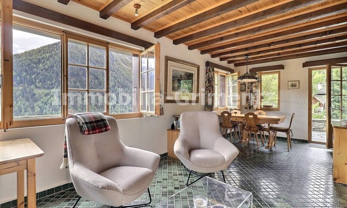 Grimentz Ski Chalet | Comfortable chalet on 2 levels for 4 people, living room with fireplace, kitchen area with dishwashe