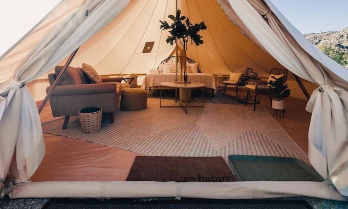 Yucca RV Rental | Desert Glamping Escape w/ Shared Bathroom: Sunset at Ravari (1 of 6)