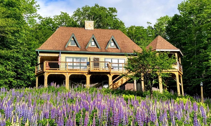 Greenville Ski Chalet | Dog-friendly, lake-view chalet with gazebo, wraparound deck, grill, & fireplace