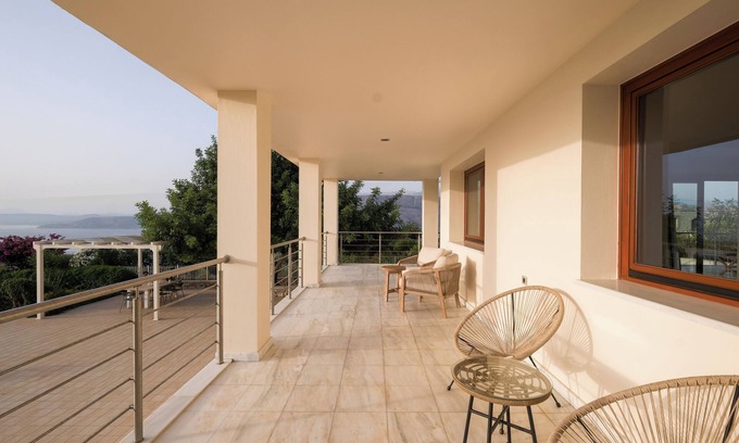 Pitharion House | Elegant pool villa close to Chania with amazing mountain and bay view.