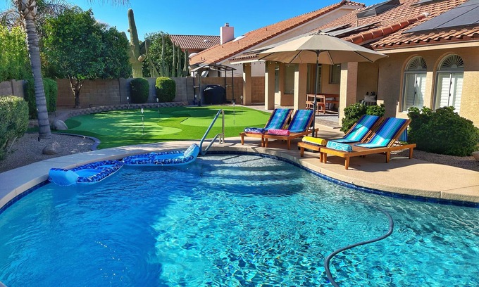 Paradise Park Vista House | Heated Pool, Putting Green & Arcades in LUXE Home! 3-mi to Waste Management Open