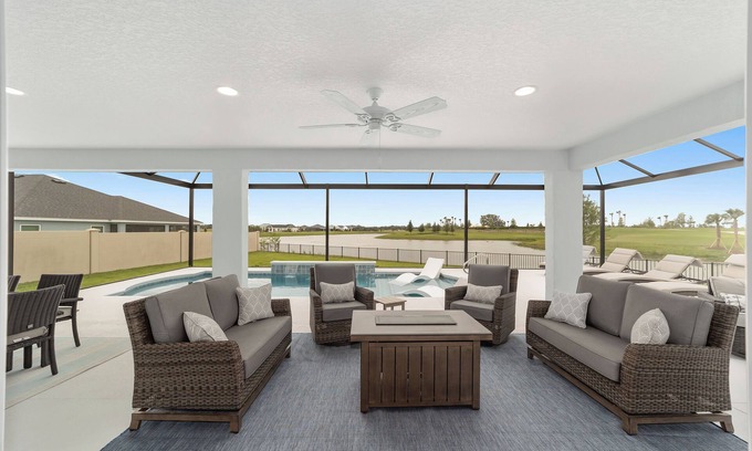 Sumter County House | Waterfront and golf course view 3Bd 2 Bath Pool Home In Moultrie Creek.