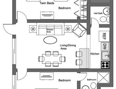 Two-Bedroom Apartment with Pool View