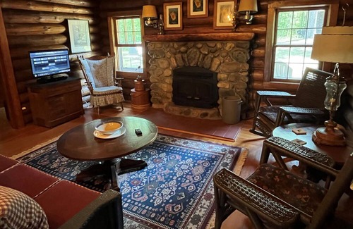 Nevis Cabin | Booking now for summer! Stunning vintage log home on pristine lake.