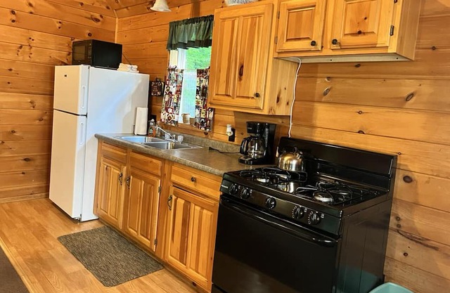 Cabin fully equipped, trails on site, centrally located, snowmobiling, rafting