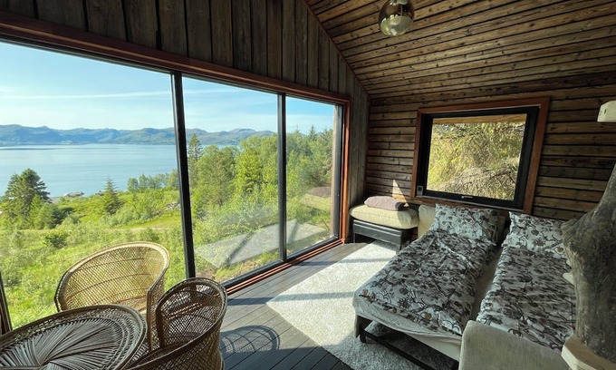 Fiskabygd Cabin | Stunning fiord panorama view off-grid forest cabin